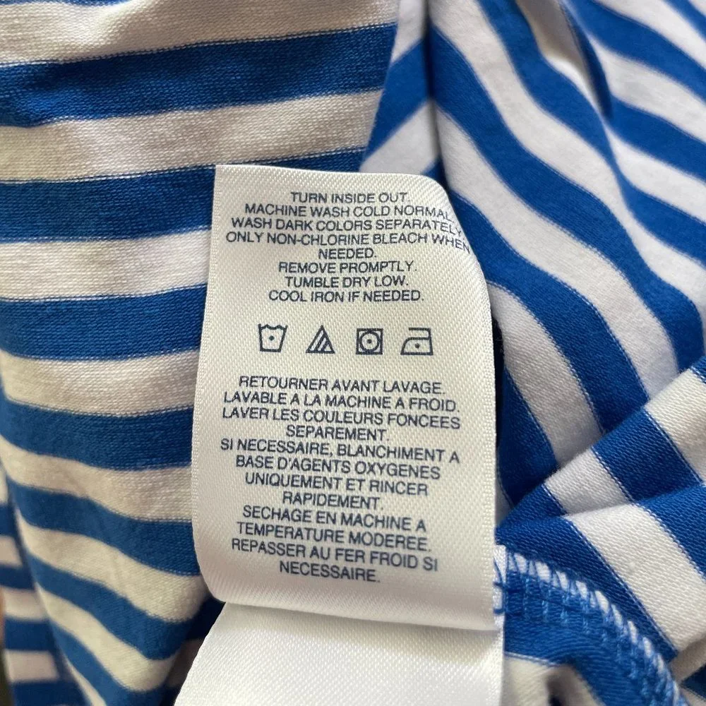 NEW Lands’ End Sz 10-12 Sleeveless Blue / White Striped Knit drop waist Dress